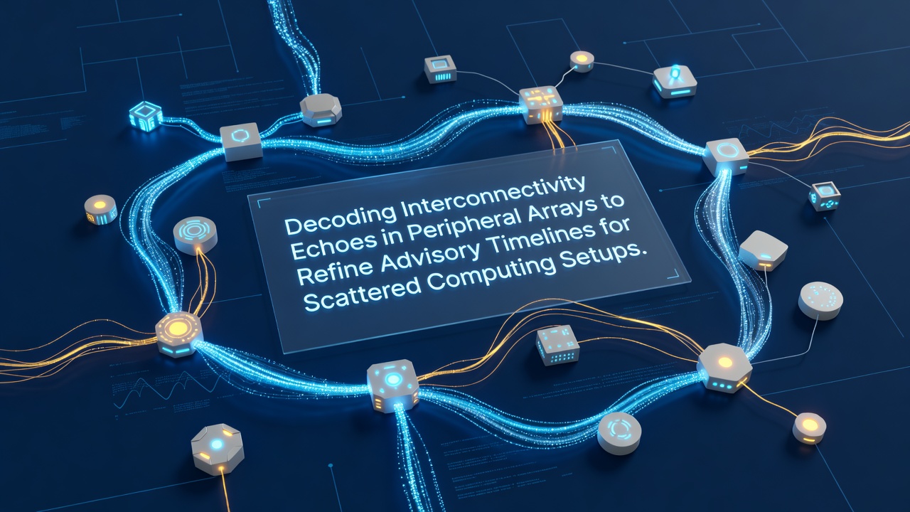 Diagram showing peripheral device arrays with interconnectivity signals mapped across distributed computing nodes