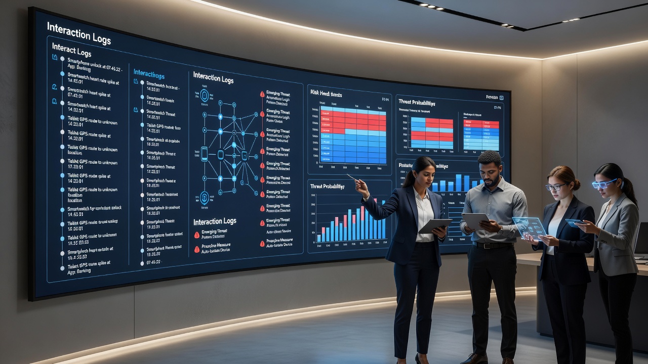 Analysis dashboard displaying interaction log patterns used for proactive threat mitigation