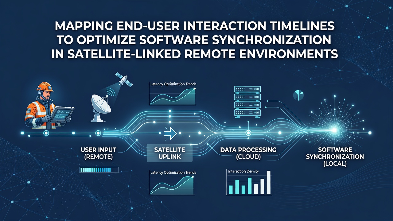 Visualization of software synchronization optimization using mapped timelines in satellite networks