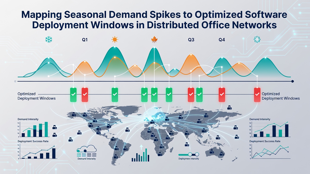 Dashboard interface displaying real-time network load metrics across distributed office locations
