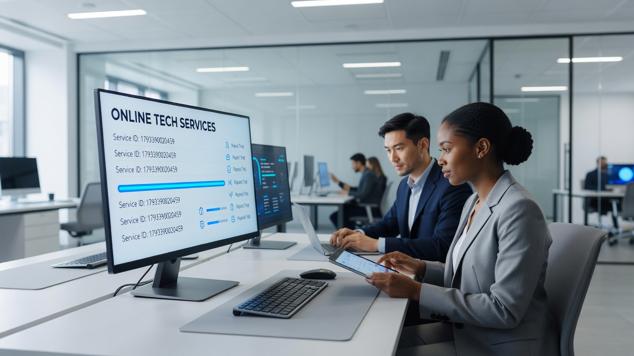 Network diagnostics displayed on multiple screens during a remote tech service session