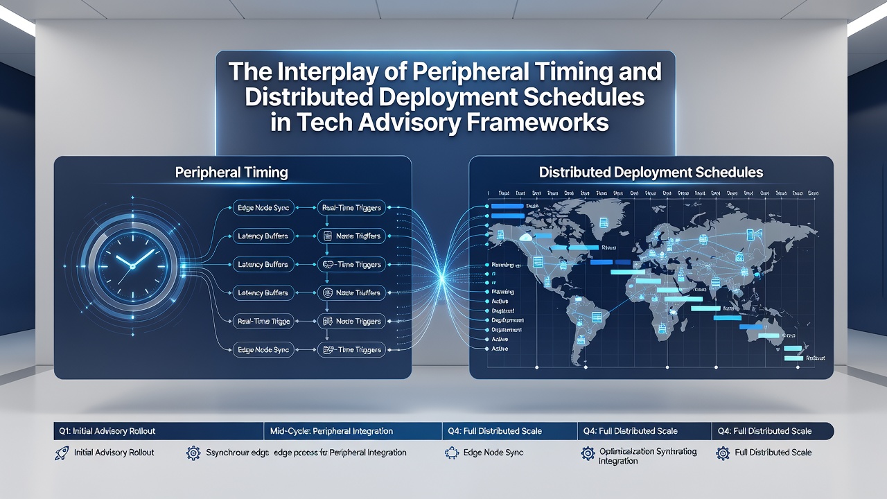 Flowchart illustrating synchronization points between peripheral device updates and multi-site software deployments