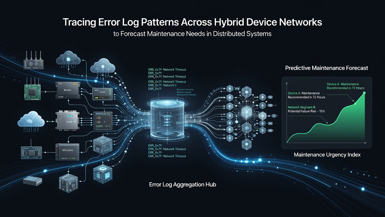 Dashboard visualization of error pattern trends and predictive maintenance alerts across a hybrid device network